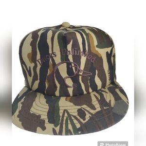 Mens Vintage 90's Ducks Unlimited camouflage baseball cap hat brown, green tan‎